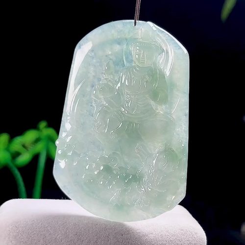 翠飘花御龙观音菩萨牌吊坠