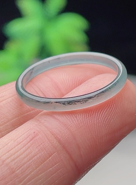 22号冰种乌鸡细条纯天然翡翠戒指女素圈古风宝玉石戒圈特价正品