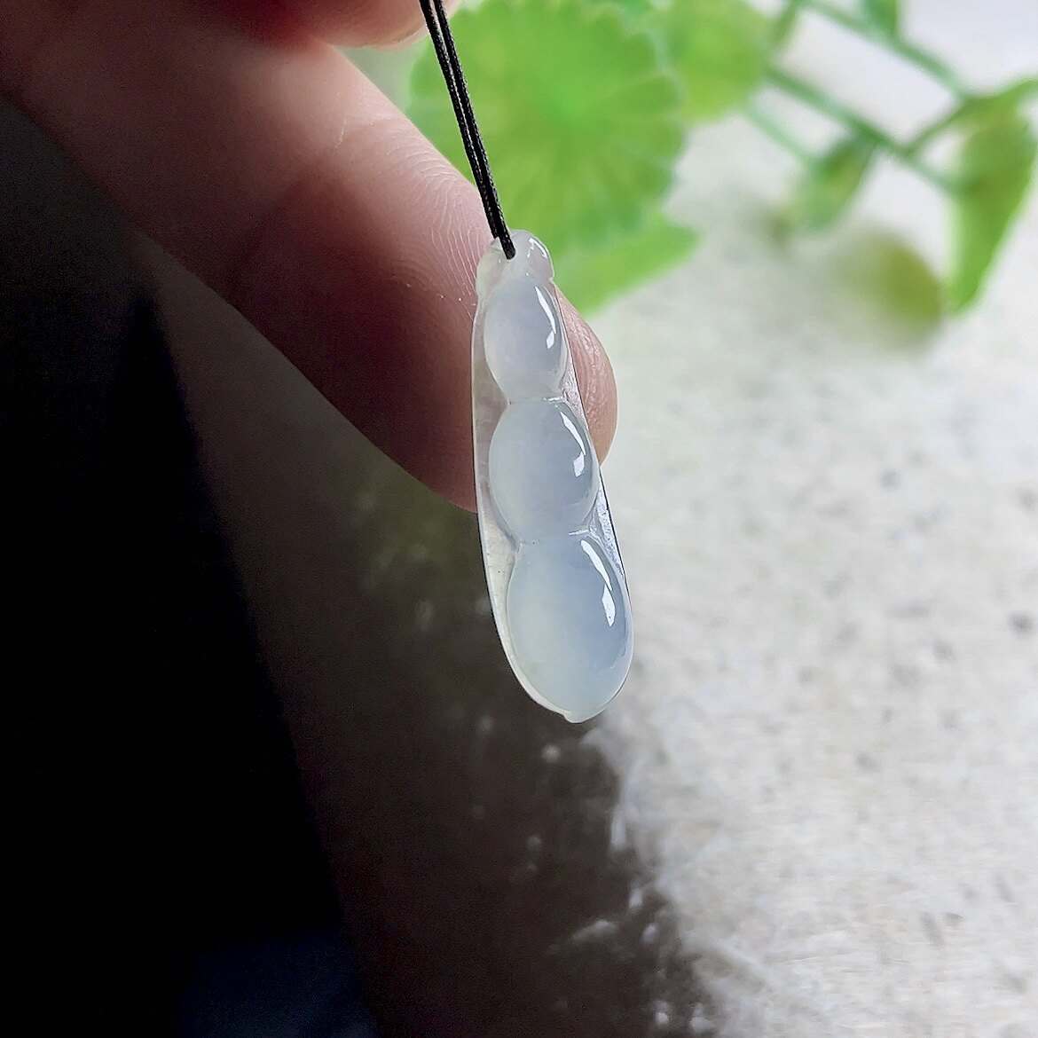 老坑冰种翡翠福豆吊坠女 缅甸A货天然玉石四季豆玉坠 聪明豆项坠