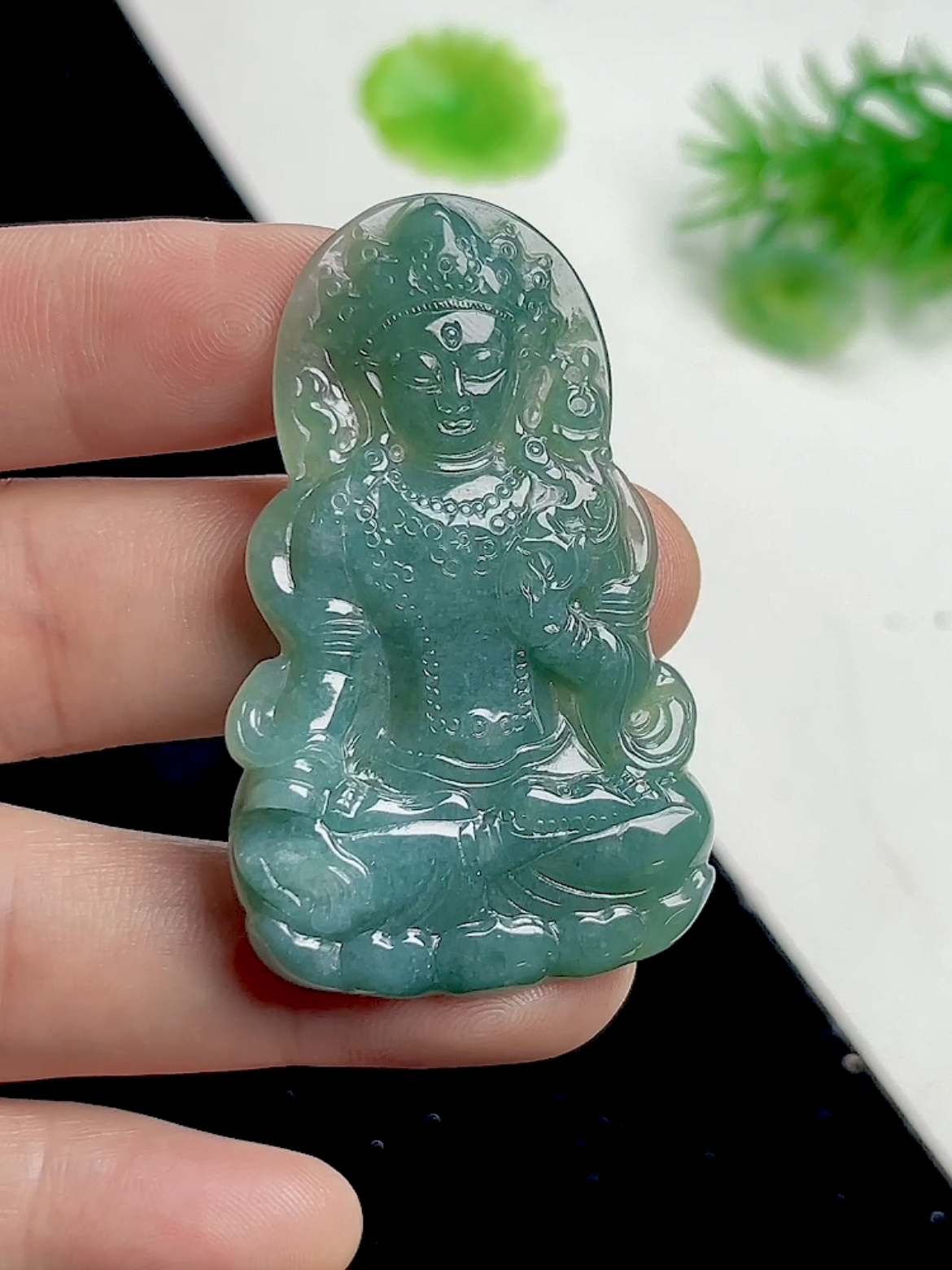 保真A货天然翡翠度母吊坠玉度母