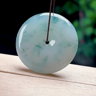 27mm保真天然玉石翡翠玉扣吊坠怀古玉佩缅甸A货冰飘花平安扣玉坠