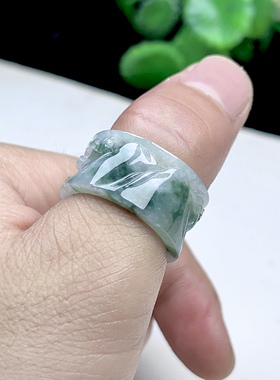 22号天然飘花翡翠玉凝善扳指天然A货缅甸玉石雕刻玉指环男方戒