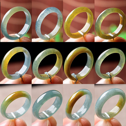天然货冰翡翠戒指蓝水玉