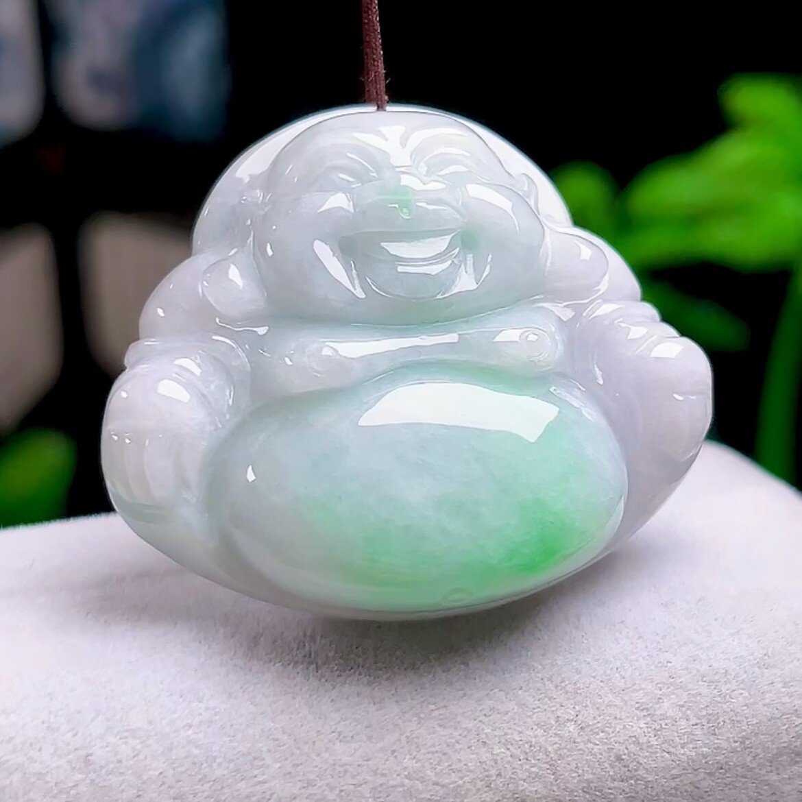 天然玉石翡翠弥勒佛挂件缅甸料A货冰飘绿佛公吊坠玉佛笑佛玉坠