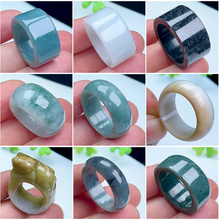 正品A货保真天然翡翠扳指 玉戒指宽边玉石指环女大圈口玉扳指男款