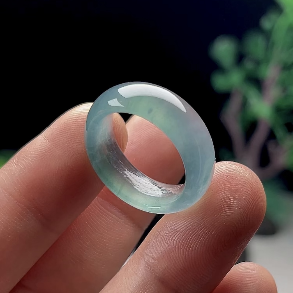 15号天然玉石翡翠戒指揭阳工保真A货冰种蓝水玉指环玉戒圈男女款