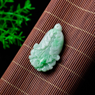 包邮 天然A货翡翠玉白菜吊坠男女士正品 玉石精工玉佩百财项坠