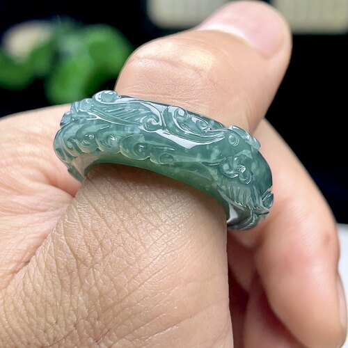 23号扳指玉凝善天然翡翠凤凰指环