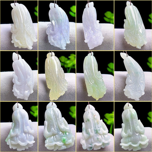 保真A货天然玉石翡翠白菜吊坠