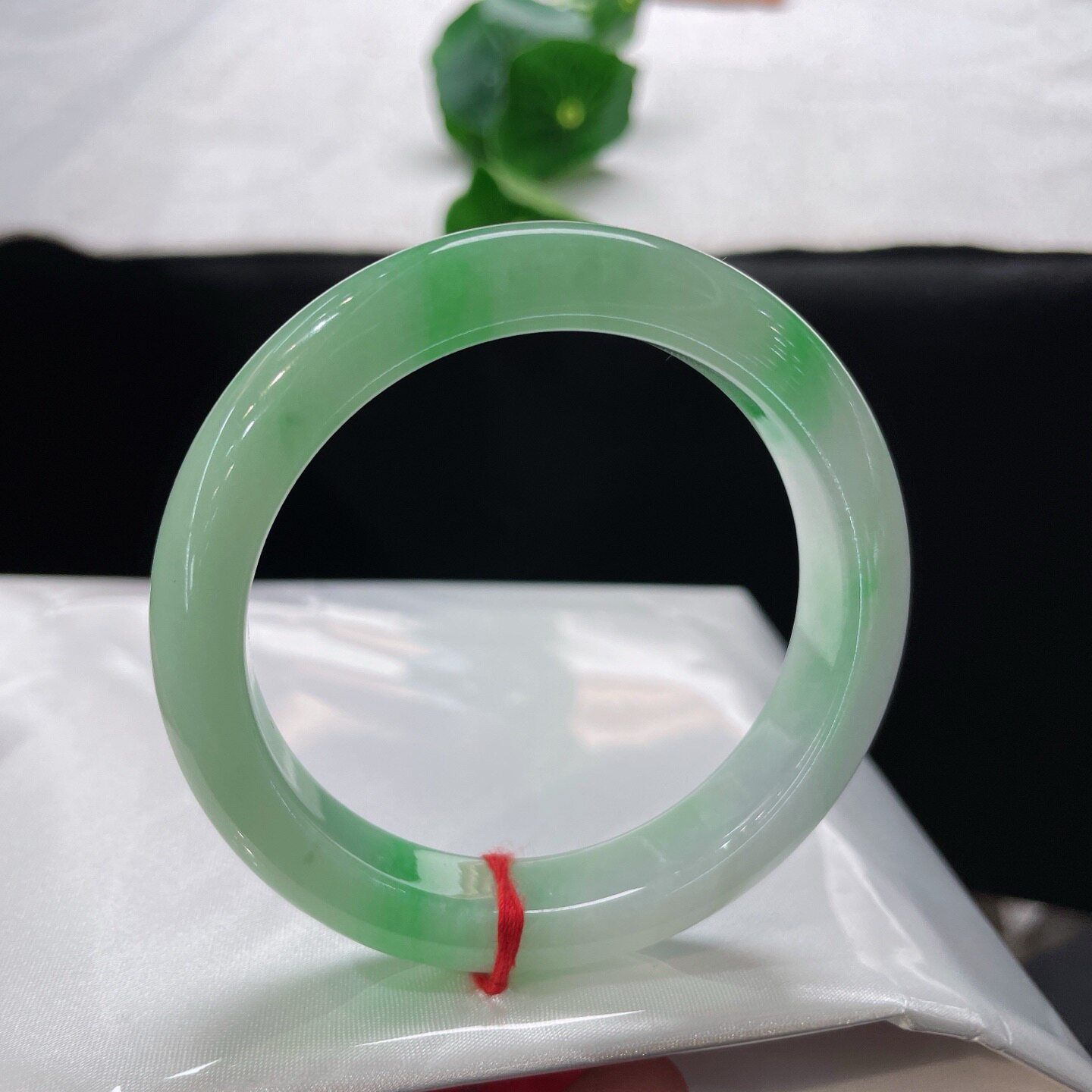 56圈口翡翠手镯女缅甸料A货天然玉石冰飘绿正圈平安镯玉镯子保真