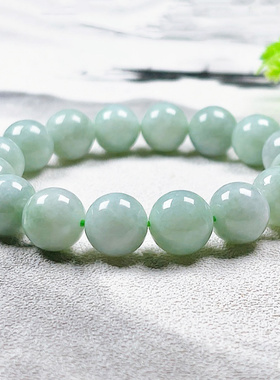 13MM翡翠手串 缅甸料保真A货天然豆绿满绿玉石手链男女士圆珠送证