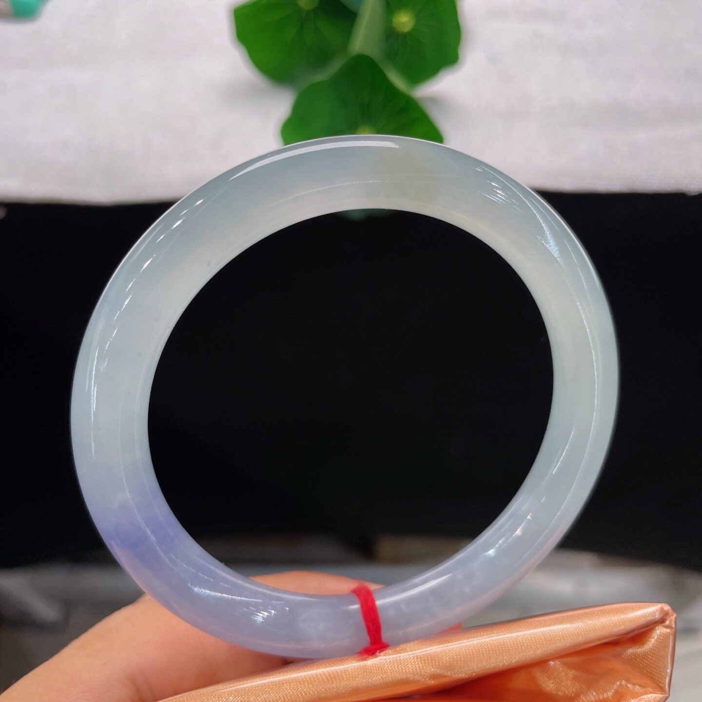 57-58圈口翡翠手镯缅甸料A货天然玉石紫罗兰圆条玉镯子58/59可带