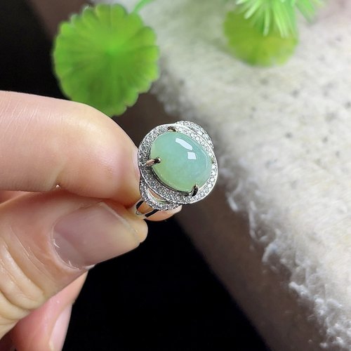 老坑冰种浅冰阳翡翠戒指玉石