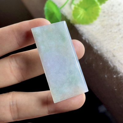 老坑冰底淡紫绿翡翠无事牌吊坠