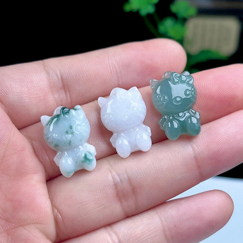 哈喽kiti猫天然A货翡翠吊坠