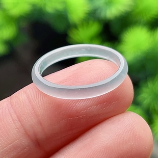 13号正品A货玉指环男女尾戒天然冰透细边戒指素圈戒圈情侣对戒