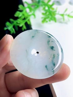 45mm冰飘花平安扣吊坠 缅甸料 A货天然玉石翡翠怀古玉扣挂件大件