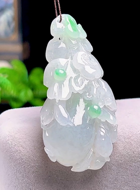 正品天然玉石冰润飘绿福瓜吊坠玉瓜保真缅甸料A货翡翠福挂玉坠