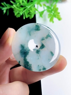 44mm冰飘花平安扣吊坠 缅甸料 A货天然玉石翡翠怀古玉扣挂件大件