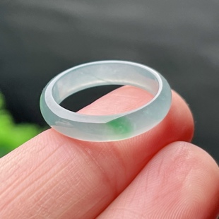 11号翡翠素圈玉指环男女尾戒正品 一抹绿戒指首饰玉石细边介指珠宝