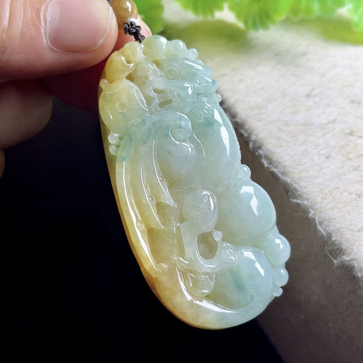 缅甸天然三彩冰黄翡翠飞天貔貅吊坠 正品A货玉石大件玉佩男女玉坠