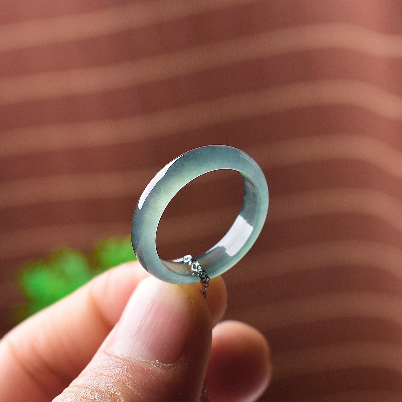 19mm蓝刚冰种翡翠指环女 男款 玉石戒指天然玉石a货玉戒圈