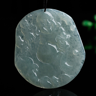 正品A货冰种翡翠布袋佛吊坠老坑玉石玉佛玉佩佛公玉坠笑佛玉坠