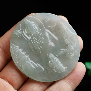 老坑A货缅甸正品冰种翡翠如来佛祖吊坠精工玉如来问道玉佩带证书