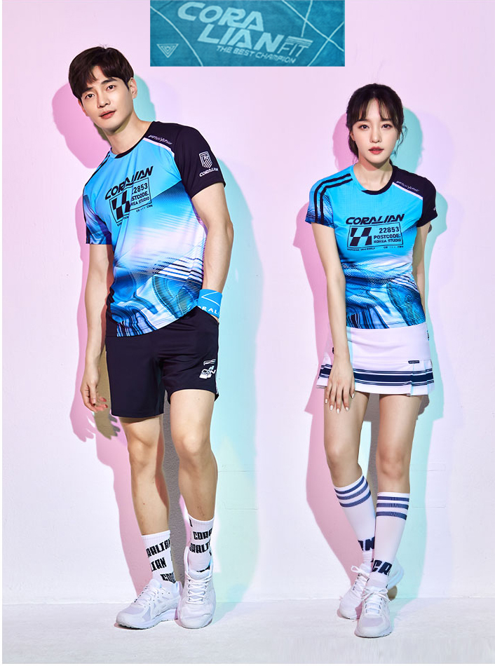 韩国可莱安羽毛球服女套装2021新款男款短袖情侣队服透气速干上衣