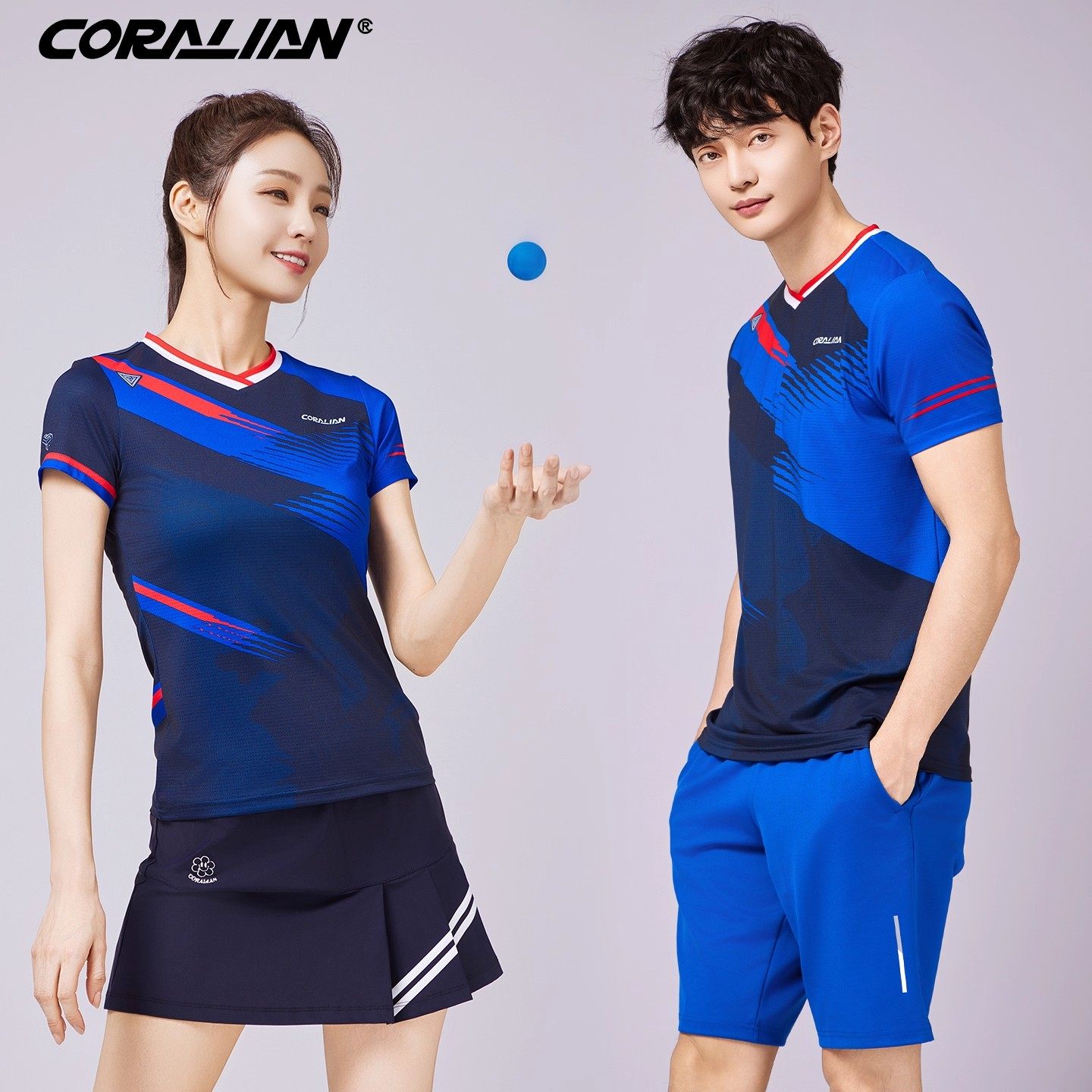 可莱安羽毛球服男女透气速干2025夏季新款情侣短袖队服运动服套装