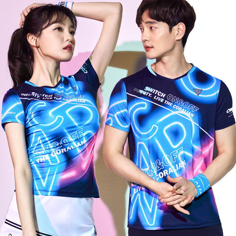 可莱安韩国羽毛球服女套装男款短袖夏季新款情侣队服透气速干上衣