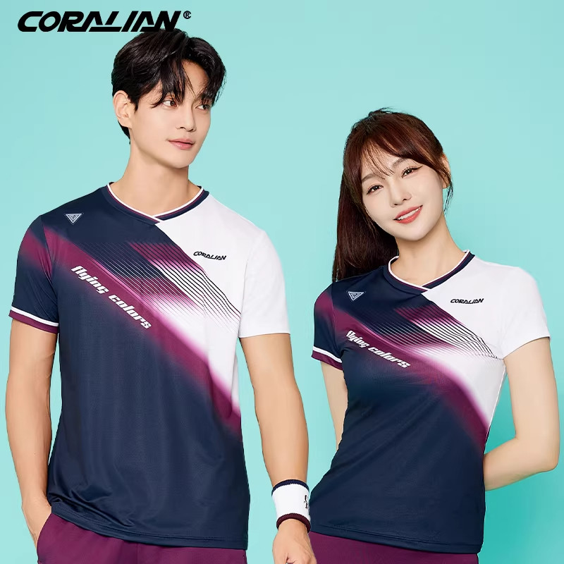 新品可莱安羽毛球服女套装韩国透气速干上衣男女款短袖跑步运动服