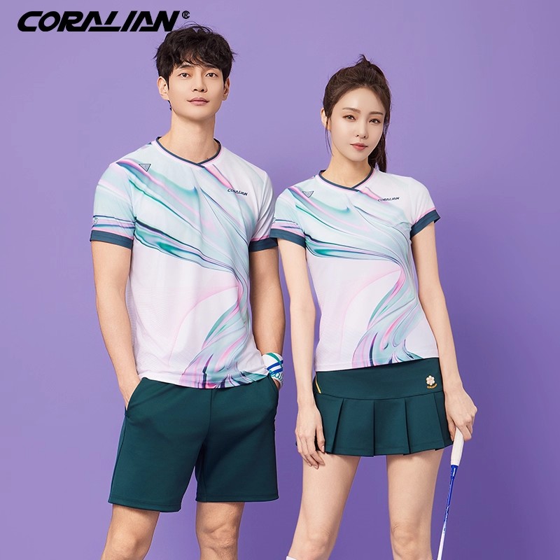 可莱安羽毛球服女套装2025新品透气速干男上衣韩国进口短袖运动服
