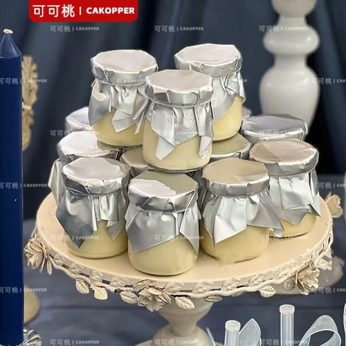 加厚银色布丁纸布丁杯封口纸
