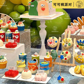夏日ins风多巴胺小怪兽甜品台蛋糕装 饰彩色甜品纸杯蛋糕烘焙装 扮