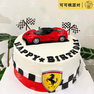 仿真法拉利拉法敞篷跑车模型合金汽车摆件儿童玩具车蛋糕装饰摆件