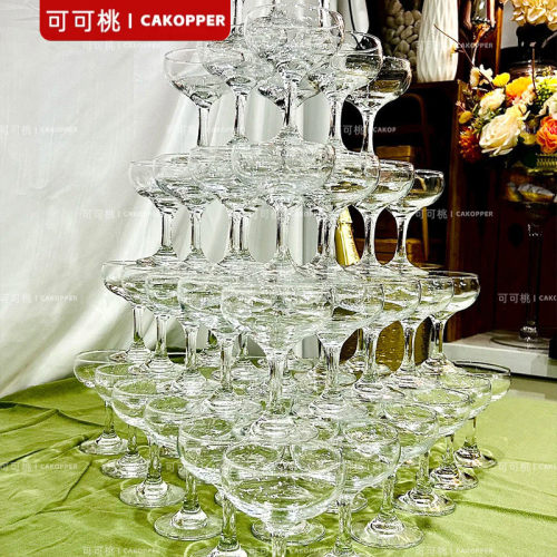 商务宴请桌面甜品杯轻奢亚克力香槟杯塔高端会面雅致氛围布置用品