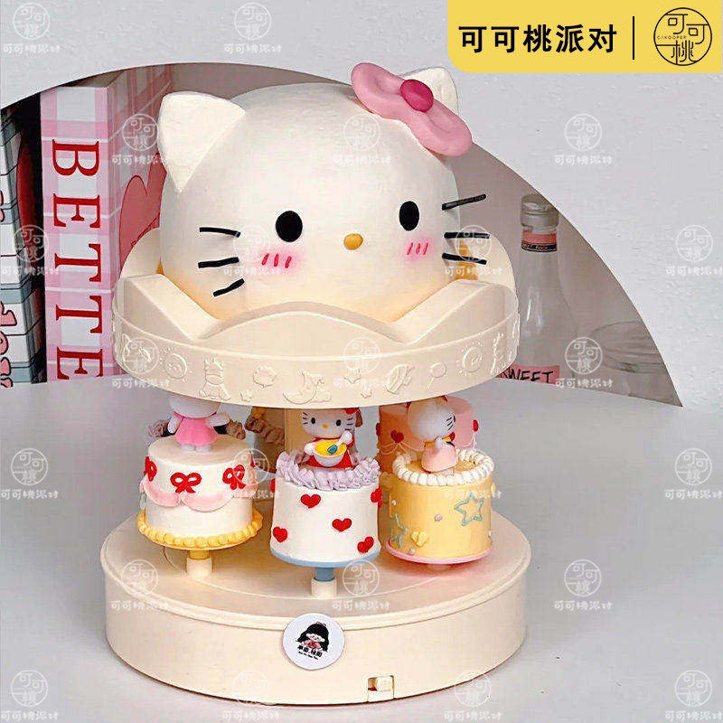 可爱卡通寿司甜品机点心回旋台旋转木马蛋糕回旋音乐台蛋糕装饰台