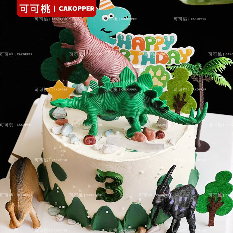 童年怀旧彩色石头糖巧克力恐龙生日蛋糕插件硅胶烘焙模具零食糖果