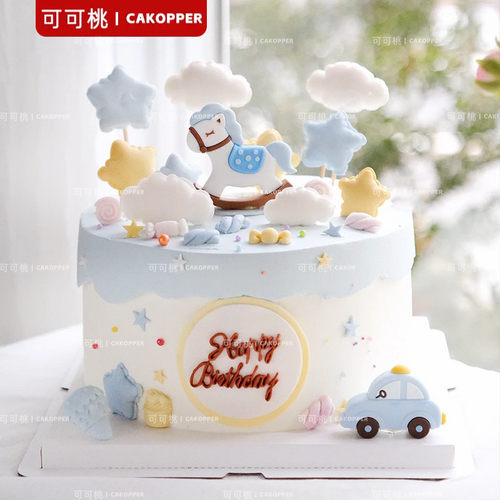 软胶卡通马宝宝爱心星星摆件满月周岁生日蛋糕装饰甜品台插件模具