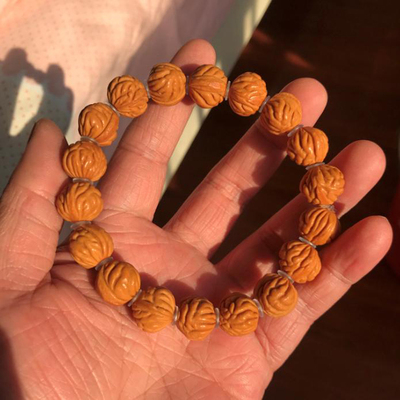 14mm桃核手串苹果园磨盘正圆野生爆肉脑纹柳叶脐成人男女荔枝桃胡