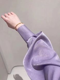 法式高级感紫色缎面衬衫女春装新款韩版气质优雅遮肚子衬衣