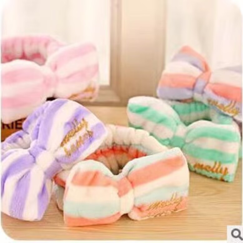 韩国款可爱猫耳朵束发带蝴蝶结化妆洗漱发套洗脸发带发箍远动绒布