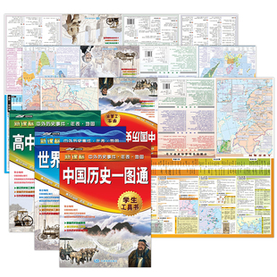 中国历史+世界历史+高中历史一图通 套装组合3册（高中生专用，学生历史课，工具书，大幅历史地图，中外历史时间轴对照，速记速