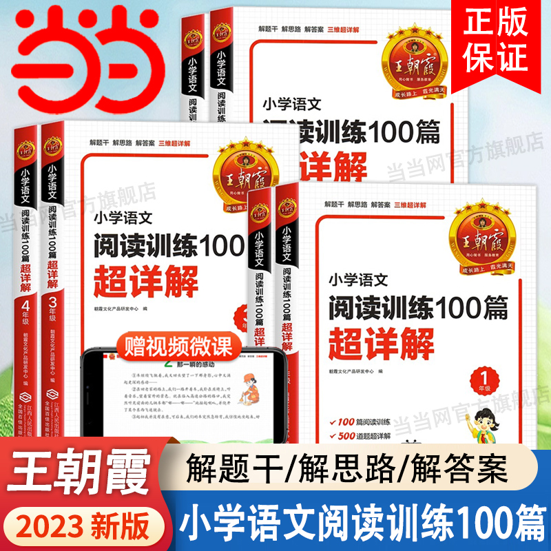 王朝霞小学语文阅读训练100篇答案超详解小学生一二三四五六年级阅读理解解题技巧答题思路小升初古诗文词解析大全阅读理解训练题-封面