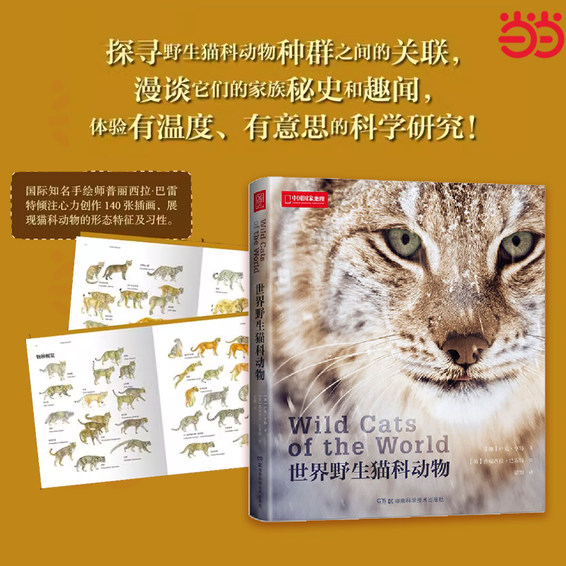 【当当网 正版书籍】世界野生猫科动物 值得收藏的野生大猫家谱画册探寻野生猫科动物种群之间的关联 漫谈它们的家族秘史和趣闻