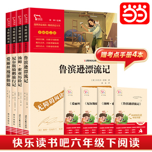 共4册小学课外阅读老师推荐 鲁滨逊漂流记汤姆索亚历险记尼尔斯骑鹅旅行记爱丽丝漫游仙境快乐读书吧六年级下册套装 书籍 当当网正版