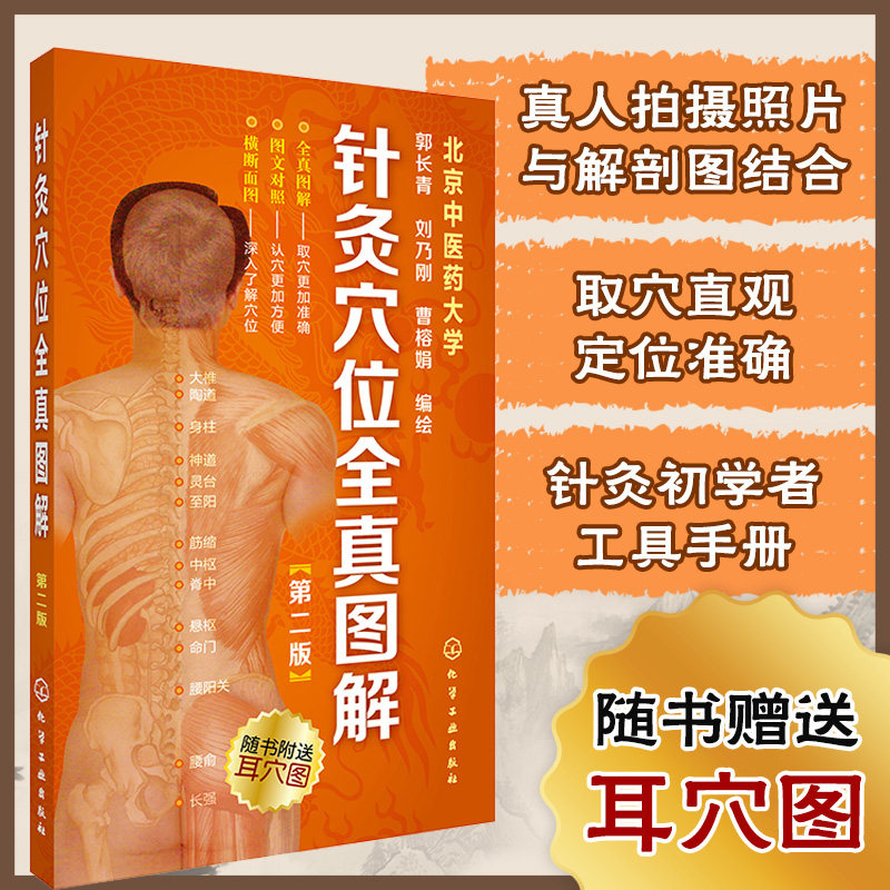 针灸穴位全真图解 第二版 针灸穴位全真图解第二版 北京中医药大学郭长青刘乃刚曹榕娟编绘 中医学穴位 取穴准确认