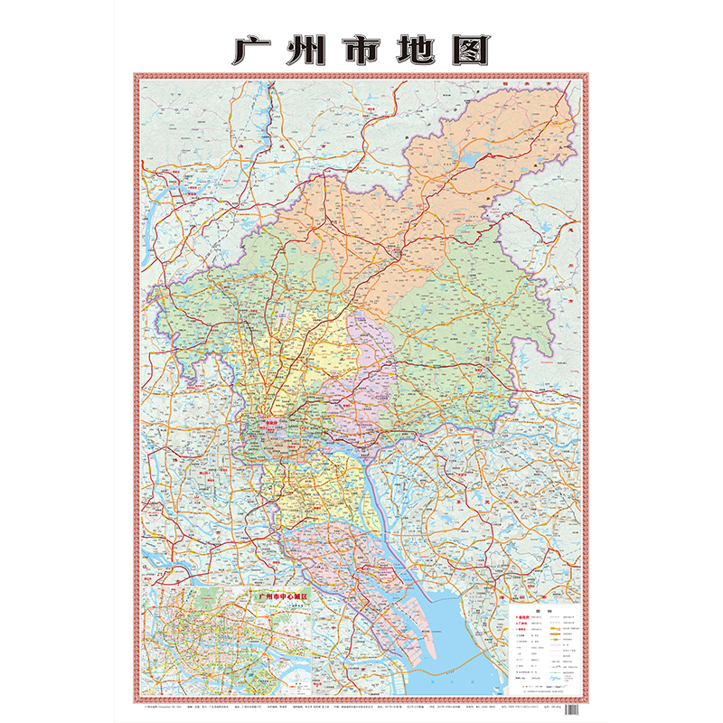 当当网广州市地图挂图（双面覆膜正版书籍