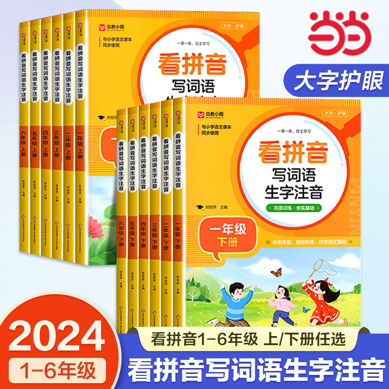 看拼音写词语生字注音一年级上册下册二年级练习部编人教版语文专项训练四五六年级同步训练生字练习默写纸拼读训练过关测试卷拼音